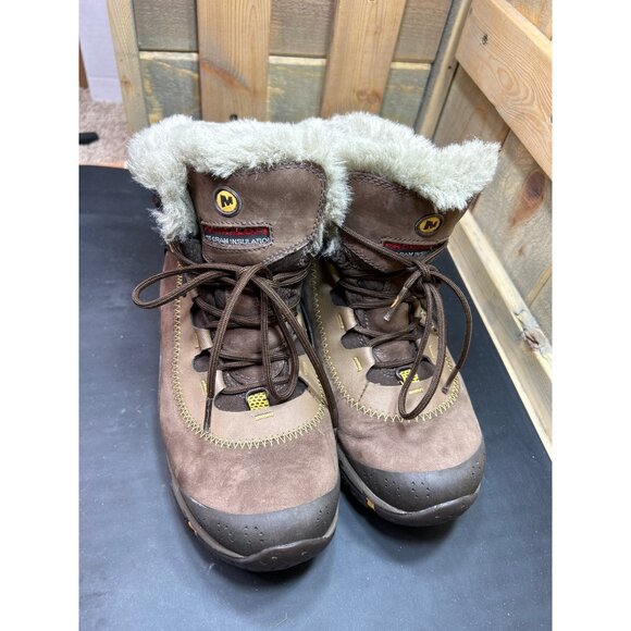 Merrell Womens Snowbound Mid Waterproof Boots Vibram Sole & 100g Primaloft sz 8 - Picture 3 of 11